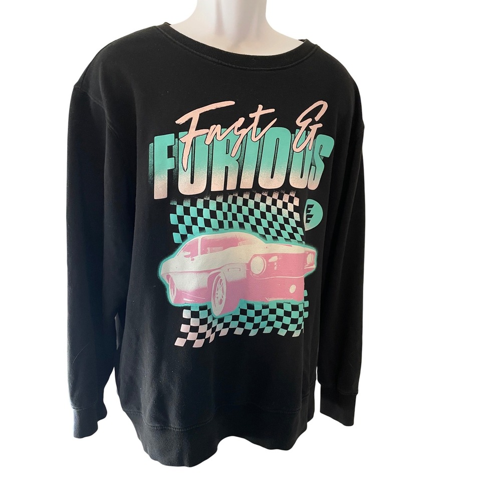 Fast‎ and Furious Mens Black Graphic Sweatshirt 3XL Car Racing Movie